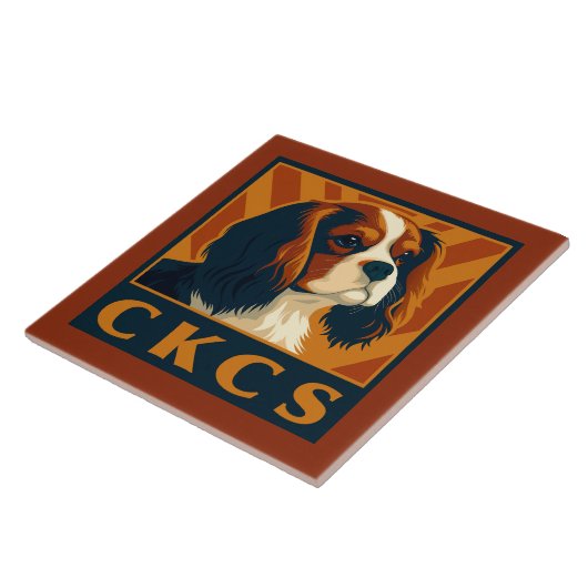 Carreau Cavalier King Charles Spaniel CKCS Retro (Côté)