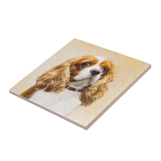 Carreau Cavalier King Charles Spaniel Peinture originale (Côté)