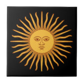 Carreau Céleste Yellow Sunshine Face sur Black Stylish (Devant)