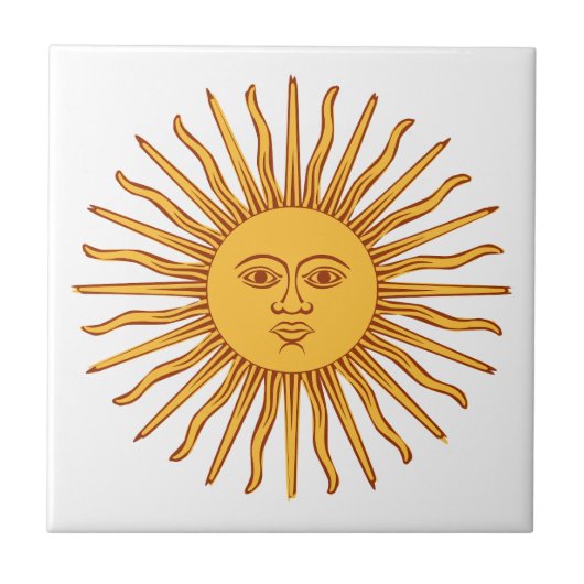 Carreau Céleste Yellow Sunshine Face sur Blanc élégant (Devant)