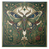 Carreau Celestial Emerald Butterfly Vintage Floral Art  (Devant)