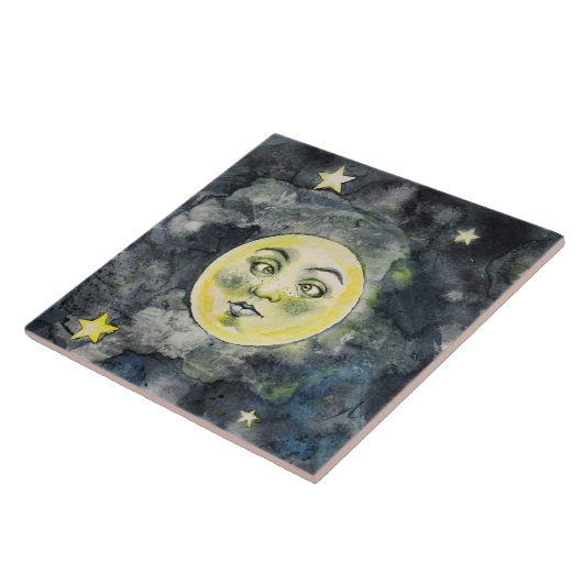 Carreau Celestial Funny Moon Stars Sky (Côté)