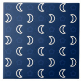Carreau Celestial Stars & Moon Ceramic Tile – Navy Blue (Devant)