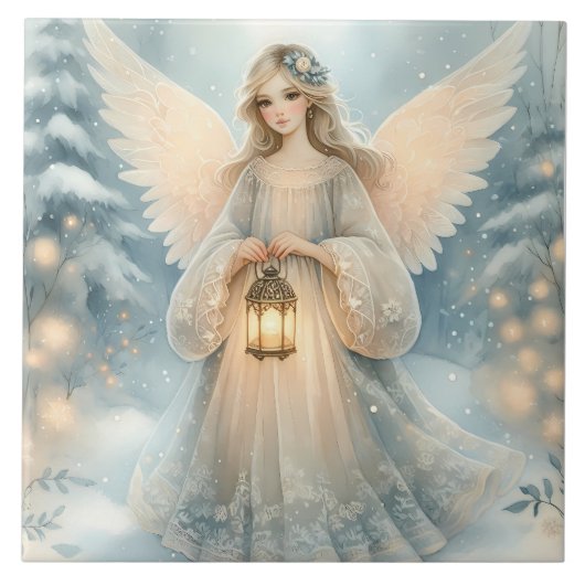 Carreau Celestial Winter Angel Lantern of Grace (Devant)