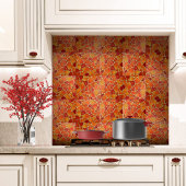 Carreau Cellules d'aquarelle rouge et orange abstraites