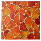 Carreau Cellules d'aquarelle rouge et orange abstraites (Devant)