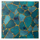 Carreau Cellules de galets abstraites Aqua et Gold N1 (Devant)