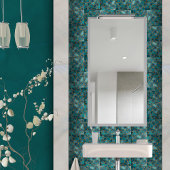 Carreau Cellules de galets abstraites Aqua et Gold N1