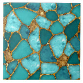 Carreau Cellules de galets abstraites Aqua et Gold N2 (Devant)