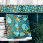 Carreau Cellules de galets abstraites Aqua et Gold N3<br><div class="desc">Ce magnifique carrelage fait partie de ma collection Luxury Shoreline. Utilisez-le seul ou en combinaison avec d'autres carreaux pour créer un look étonnant dans la salle de bain ou la douche - mosaïque d'accent derrière le mixer ou la baignoire par exemple, ou utilisez-les pour l'artisanat - carrelage table ou carrelage...</div>
