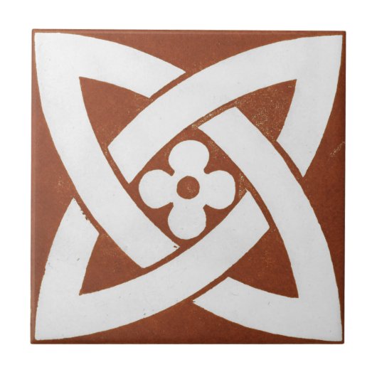 Carreau Celtic rouge de conception en céramique irlandaise (Devant)