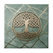 Carreau Celtic Tree of Life Sage Marble Gold Crann Bethadh (Devant)