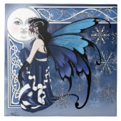 Carreau Celtic Winter Moon Fairy Blue Snowflakes Fantasy (Devant)