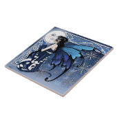 Carreau Celtic Winter Moon Fairy Blue Snowflakes Fantasy (Côté)