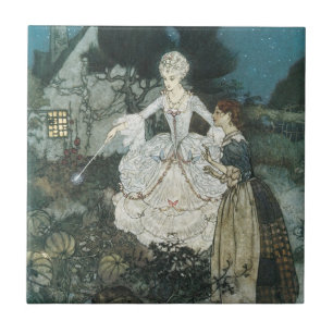 Carreau Cendrillon marraine fée vintage par Edmund Dulac