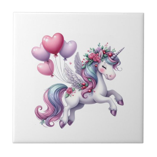 Carreau Ceramic Tile Floral Unicorn Flowers  (Devant)