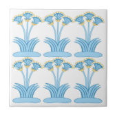 Carreau Ceramic Tile in Minoan Lilies aqua (Devant)