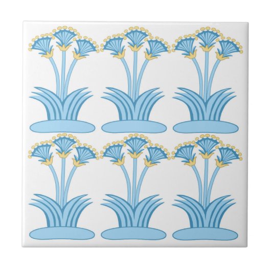 Carreau Ceramic Tile in Minoan Lilies aqua (Devant)