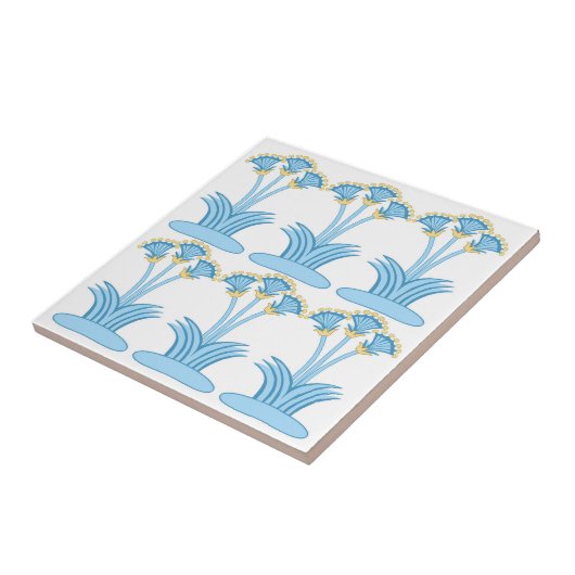 Carreau Ceramic Tile in Minoan Lilies aqua (Côté)