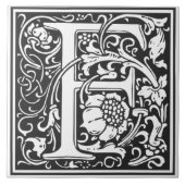 Carreau Ceramic Tile - Monogram Alphabet F black White (Devant)