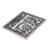 Carreau Ceramic Tile - Monogram Alphabet F black White (Côté)