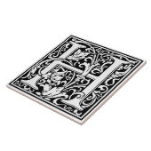 Carreau Ceramic Tile - Monogram Alphabet H black White (Côté)