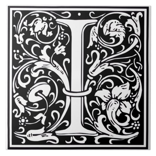 Carreau Ceramic Tile - Monogram Alphabet I black White (Devant)