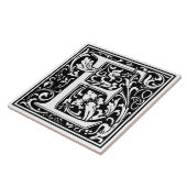 Carreau Ceramic Tile - Monogram Alphbet E Black White (Côté)