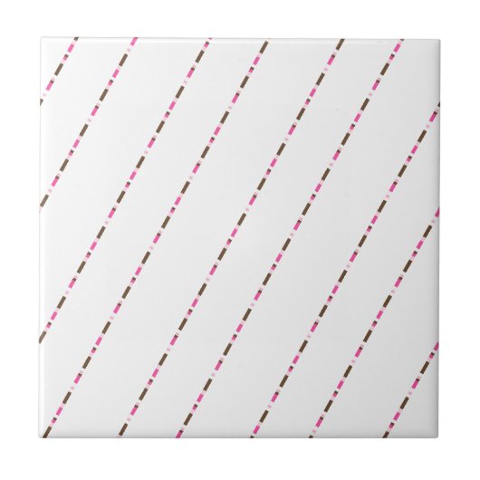 Carreau Ceramic Tile Pink Brown White Stripe (Devant)