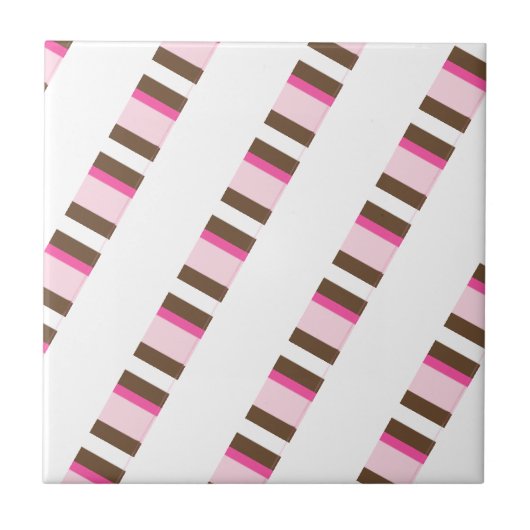 Carreau Ceramic Tile Pink Brown White Stripe (Devant)