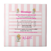 Carreau Ceramic Tile Pink & White Stripe Blessings (Devant)