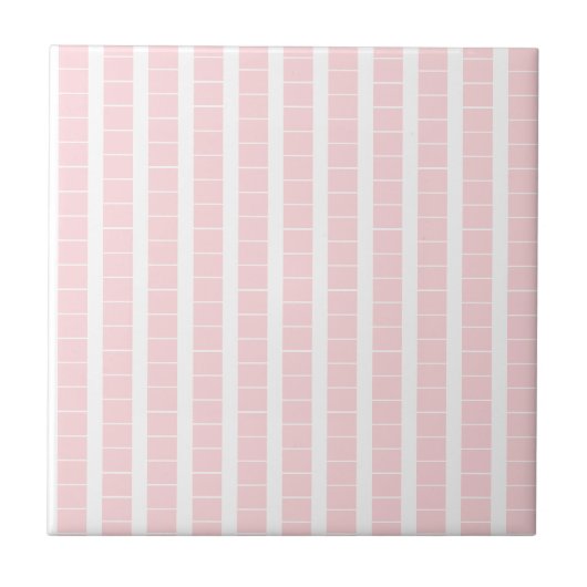 Carreau Ceramic Tile Pink & White Stripe Square (Devant)