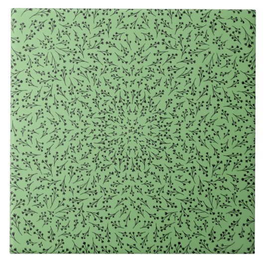 Carreau Ceramic Tile Sage Green Botanical Vine Decor (Devant)
