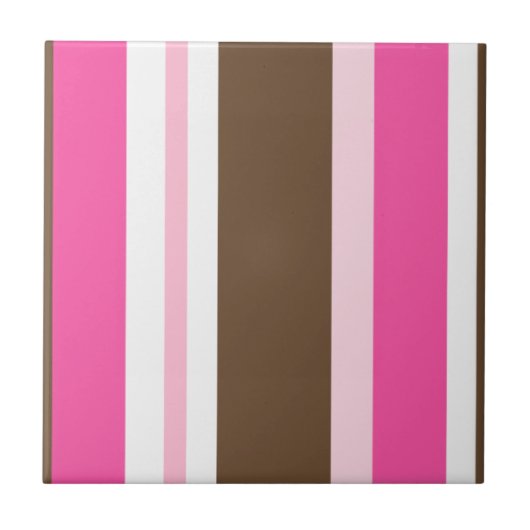 Carreau Ceramic Tile Stripe Chic Brown & Pink Stripe (Devant)
