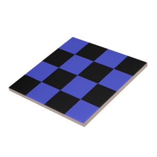 Carreau céramique à motif à carreaux noir et bleu