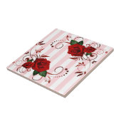 Carreau céramique à rayures roses et blanches Fleu (Côté)