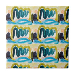 Carreau Céramique Abstraite moderne bleue, Turquoise et ja