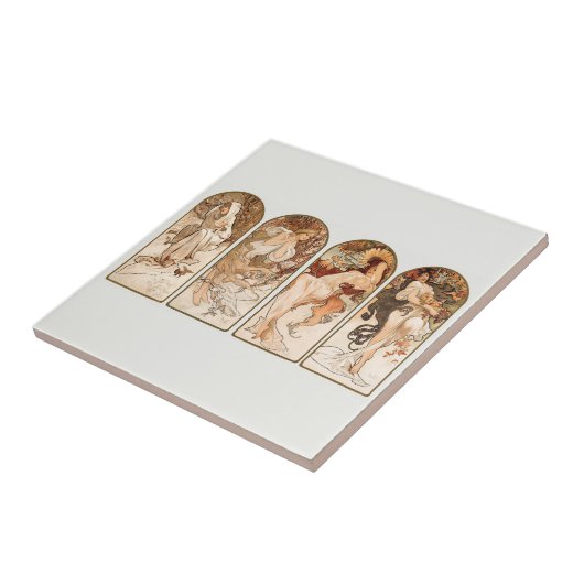 CARREAU CÉRAMIQUE: ALPHONS MUCHA : LES SAISONS (Côté)