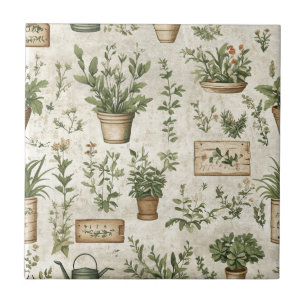 Carreau Céramique de cottage vintage aux herbes rustiques