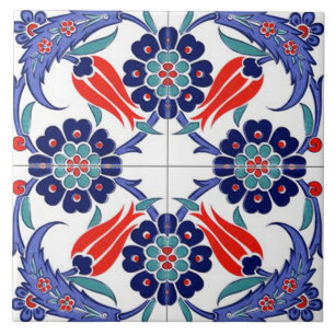 Carreau Céramique de tulipe ottomane vintage