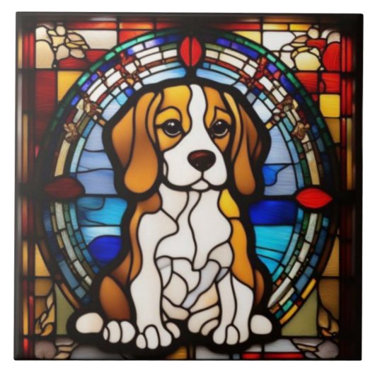 Carreau céramique décoratif Beagle mignon (Devant)