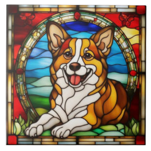 Carreau céramique décoratif Corgi mignon