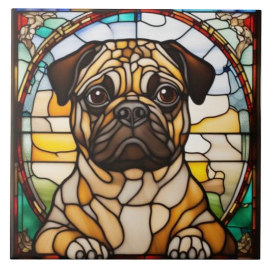 Carreau céramique décoratif Pug mignon (Devant)
