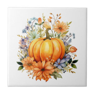 Carreau céramique floral à la citrouille d'automne