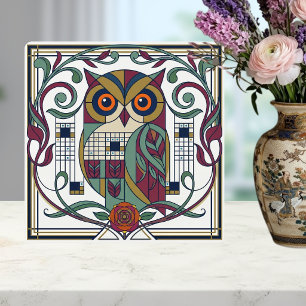 Carreau Céramique Florale Art Nouveau Géométrique Chouette