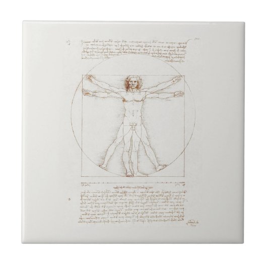 CARREAU CÉRAMIQUE: LEONARDO DA VINCI : VITRUVIAN (Devant)