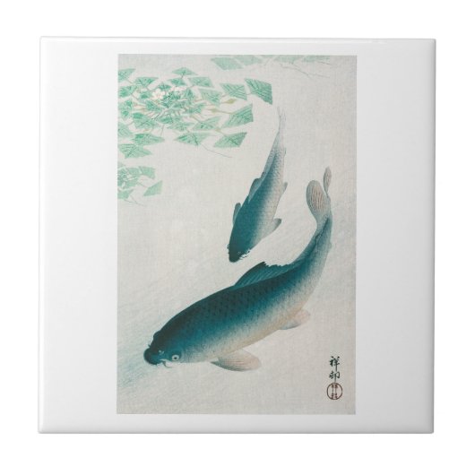  CARREAU CÉRAMIQUE: OHARA KOSON : CARP/KOI 1926  (Devant)