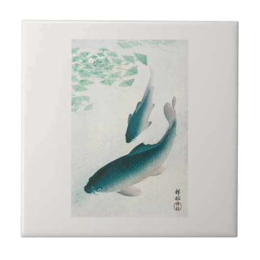 CARREAU CÉRAMIQUE: OHARA KOSON : CARP/KOI 1926 NAP (Devant)