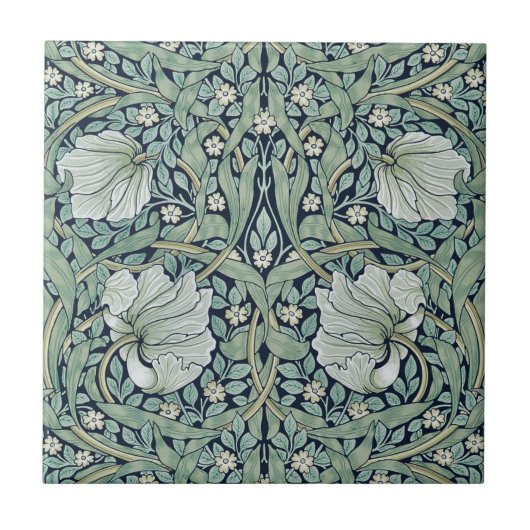 CARREAU CÉRAMIQUE ; WILLIAM MORRIS : PIMPERNEL (Devant)
