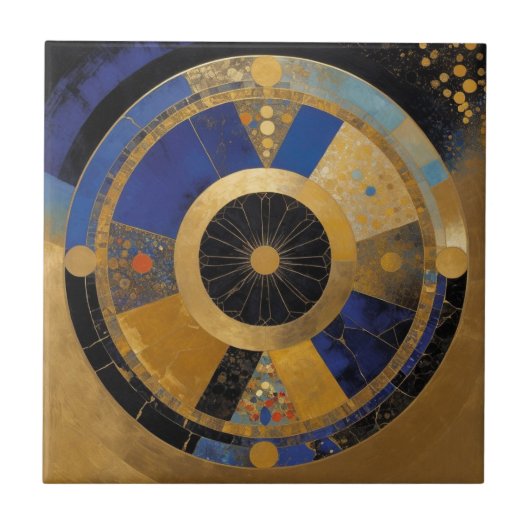 Carreau Cercle bleu et or (Devant)